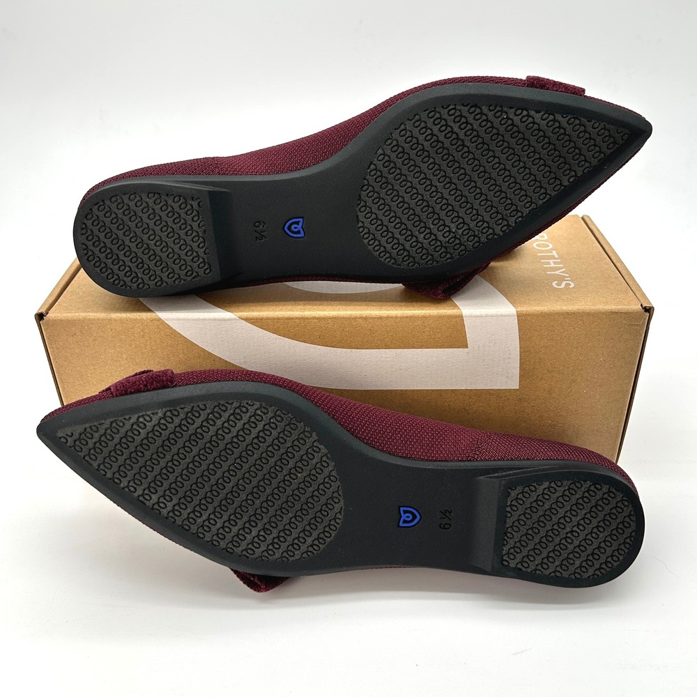 Rothy's The Bow Point II Sz 6.5 Womens Flats Syrah Burgundy Sustainable Knit NEW - Picture 5 of 7